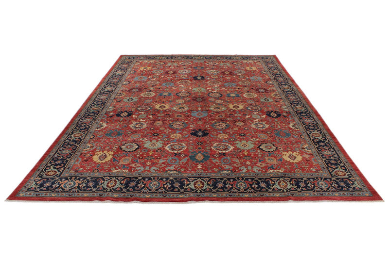 10x14 Navy and Red Traditional Rug