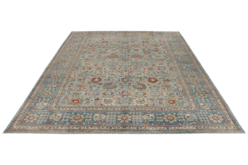 10x14 Light Blue and Multicolor Traditional Rug