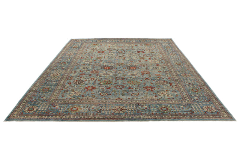 10x14 Light Blue and Multicolor Traditional Rug