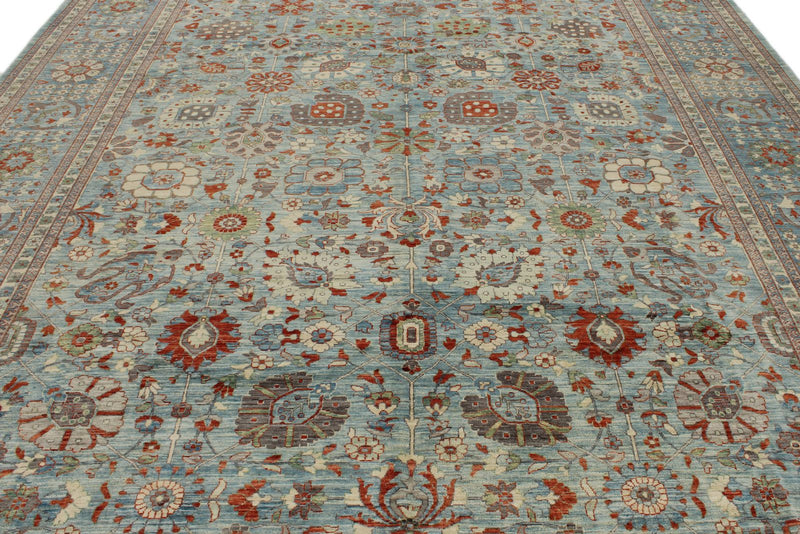 10x14 Light Blue and Multicolor Traditional Rug