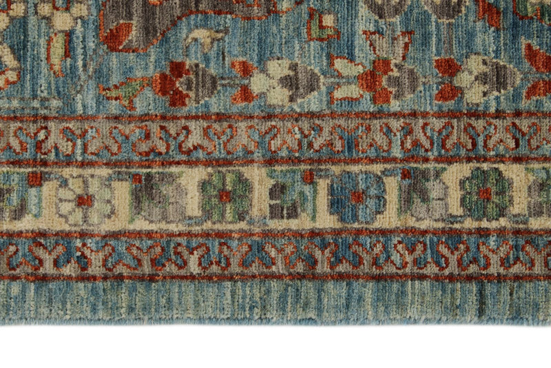 10x14 Light Blue and Multicolor Traditional Rug