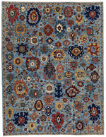 9x12 Light Blue and Multicolor Traditional Rug