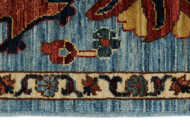 9x12 Light Blue and Multicolor Traditional Rug