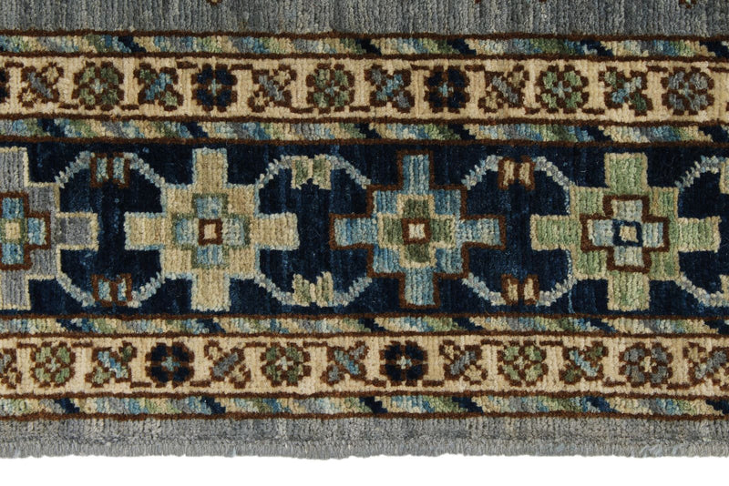 9x12 Light Blue and Navy Traditional Rug