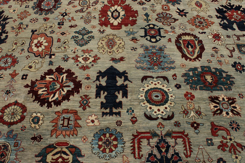 10x14 Gray and Multicolor Traditional Rug