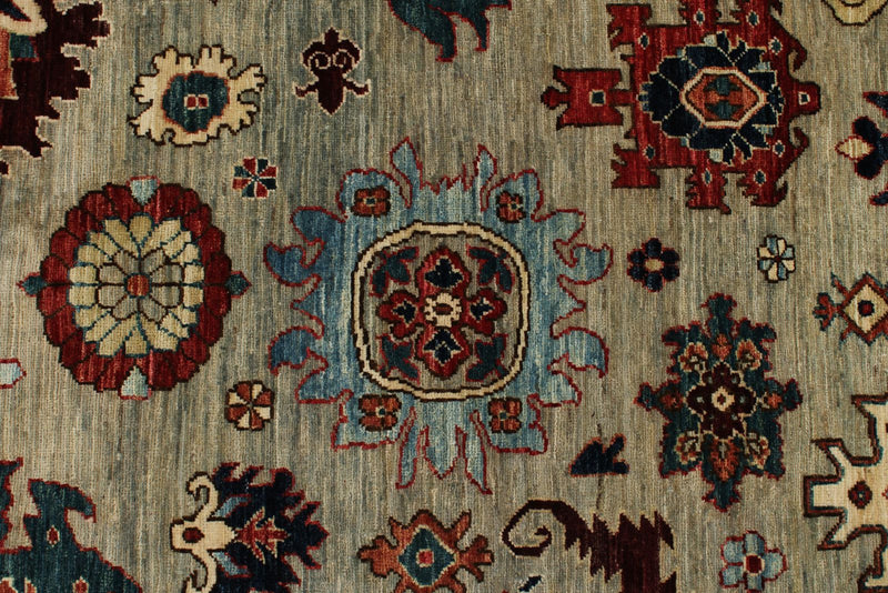 10x14 Gray and Multicolor Traditional Rug