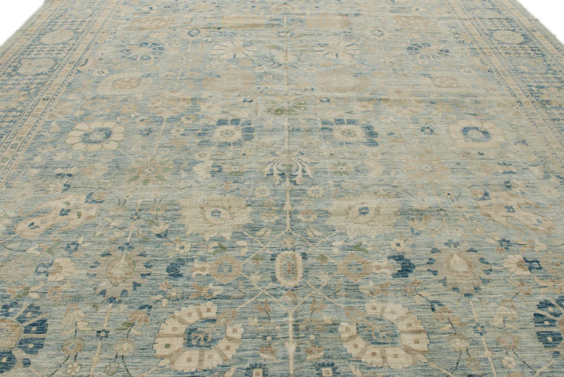 12x15 Light Blue and Navy Anatolian Traditional Rug