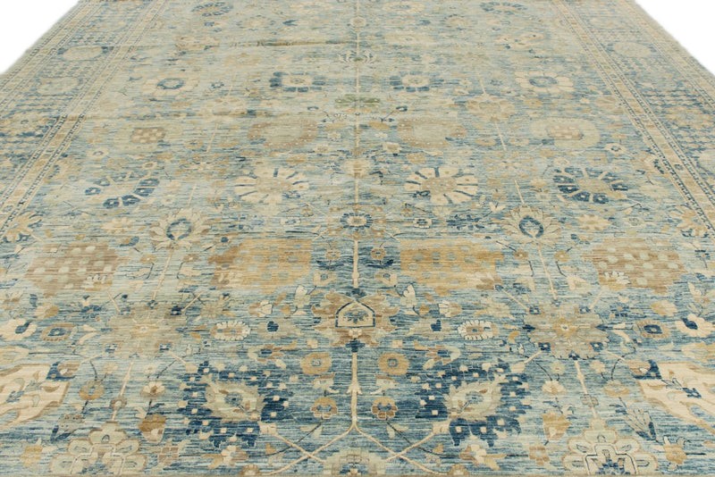 12x15 Light Blue and Navy Anatolian Traditional Rug