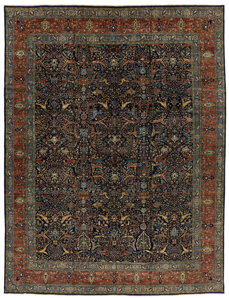 12x16 Navy and Red Anatolian Traditional Rug