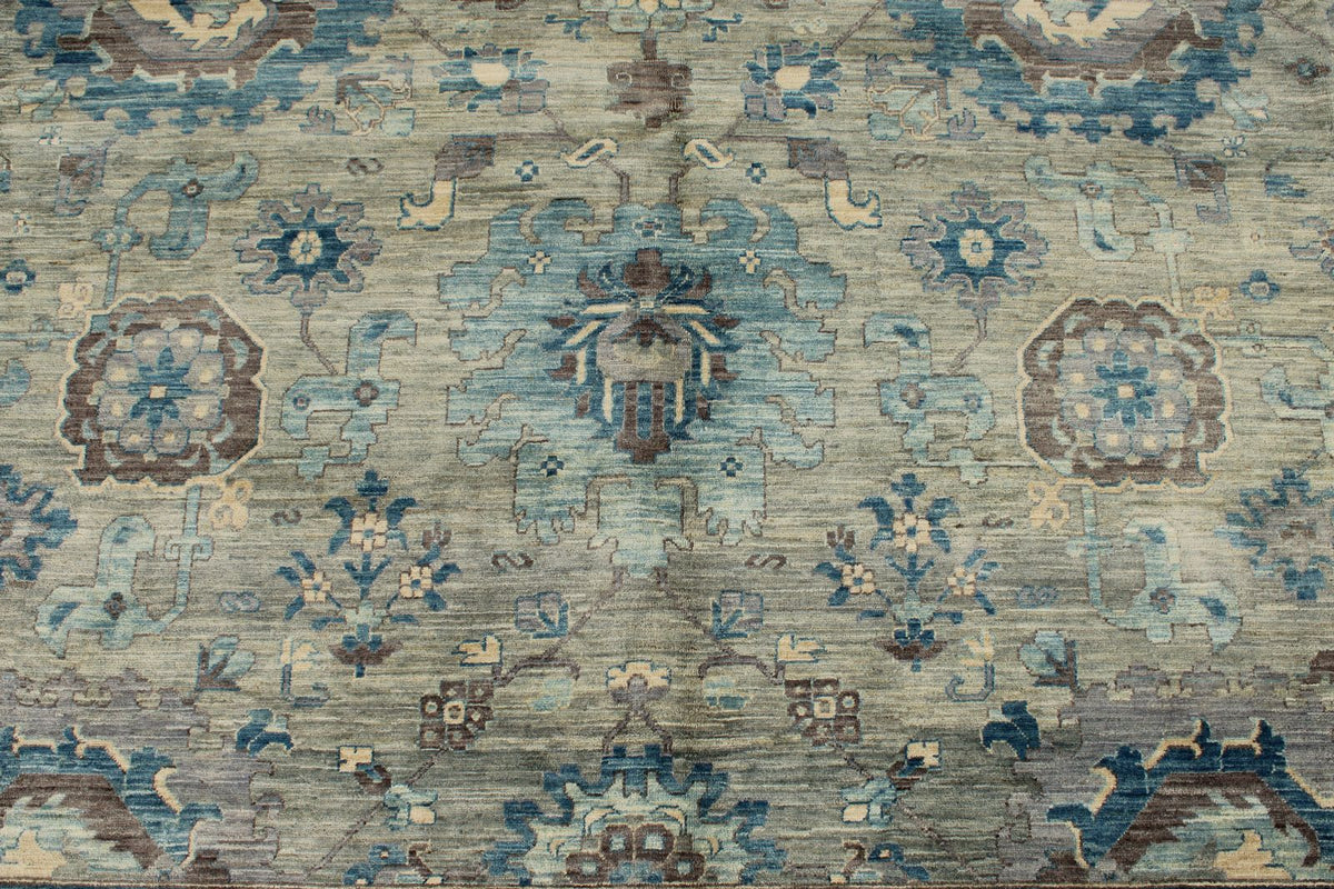 9x12 Gray and Light Green Anatolian Traditional Rug
