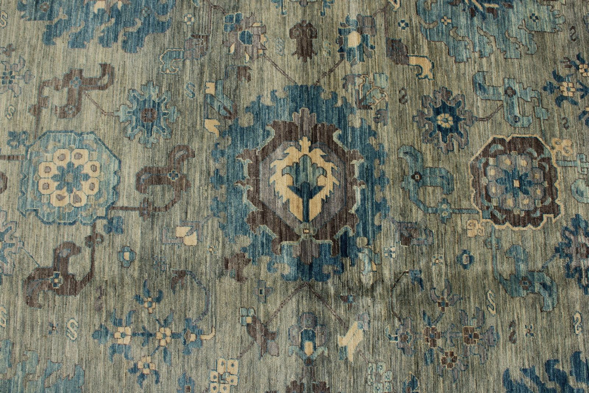 9x12 Gray and Light Green Anatolian Traditional Rug