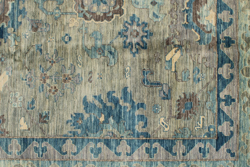 9x12 Gray and Light Green Anatolian Traditional Rug