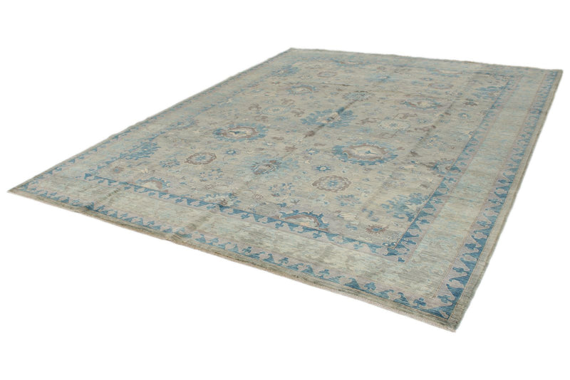 9x12 Gray and Light Green Anatolian Traditional Rug