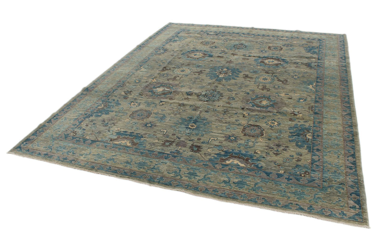 9x12 Gray and Light Green Anatolian Traditional Rug