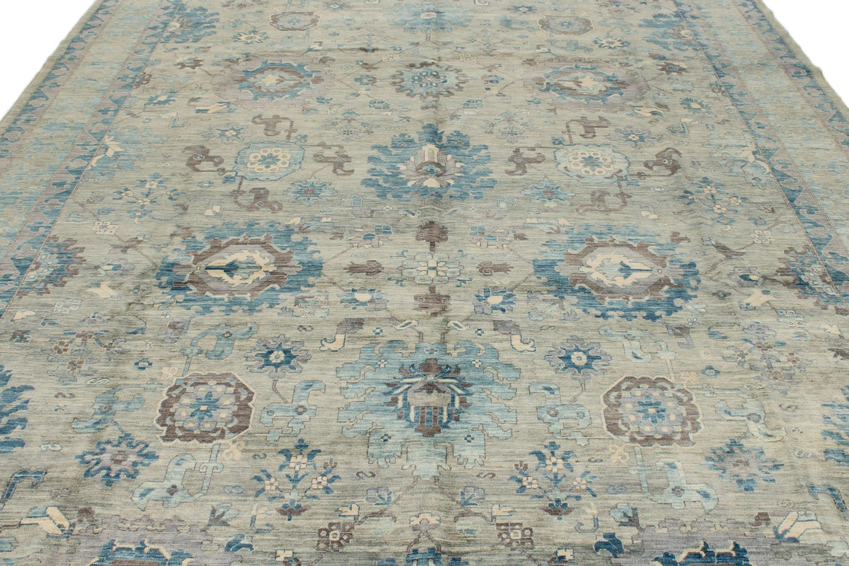 9x12 Gray and Light Green Anatolian Traditional Rug