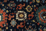 9x12 Navy and Ivory Anatolian Traditional Rug