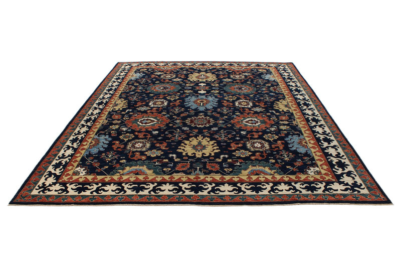 9x12 Navy and Ivory Anatolian Traditional Rug