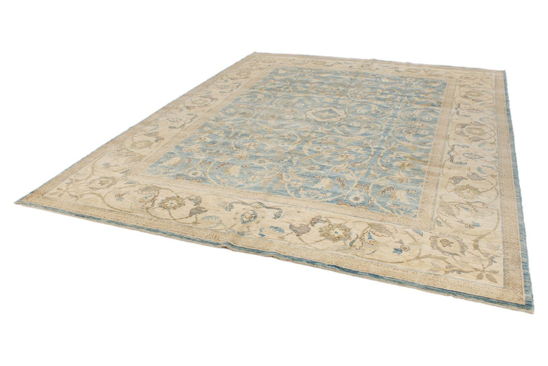 9x12 Blue and Ivory Anatolian Traditional Rug