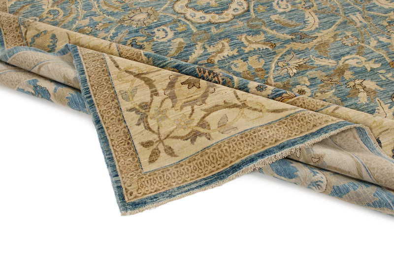 9x12 Blue and Ivory Anatolian Traditional Rug