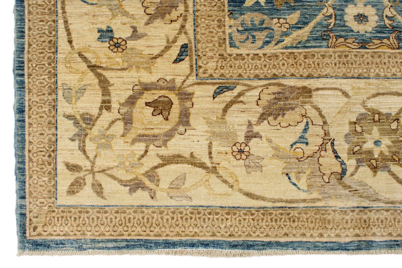 9x12 Blue and Ivory Anatolian Traditional Rug