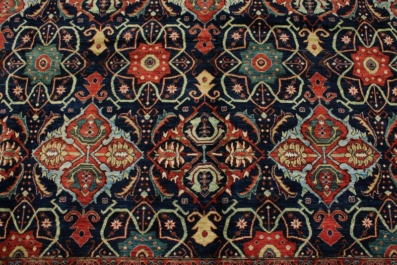 9x12 Navy and Red Anatolian Traditional Rug