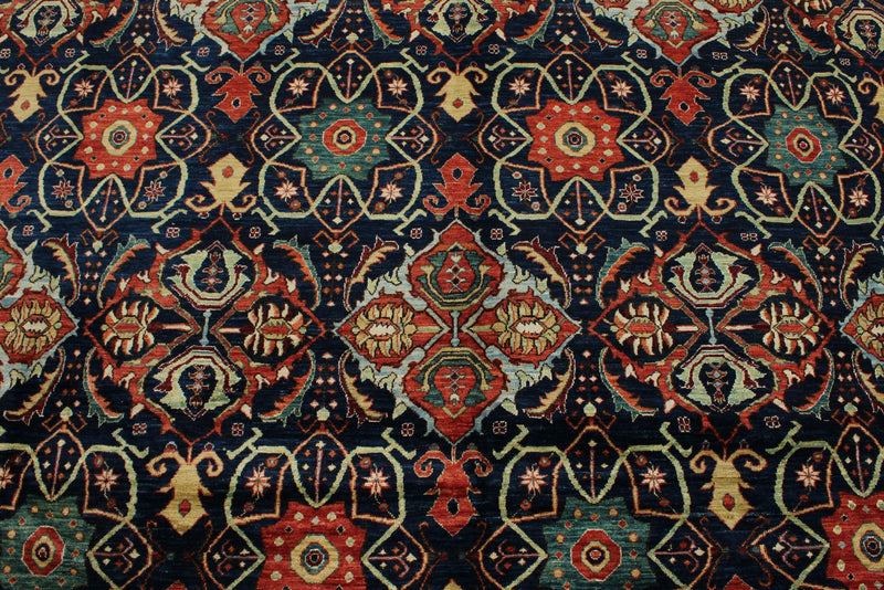 9x12 Navy and Red Anatolian Traditional Rug