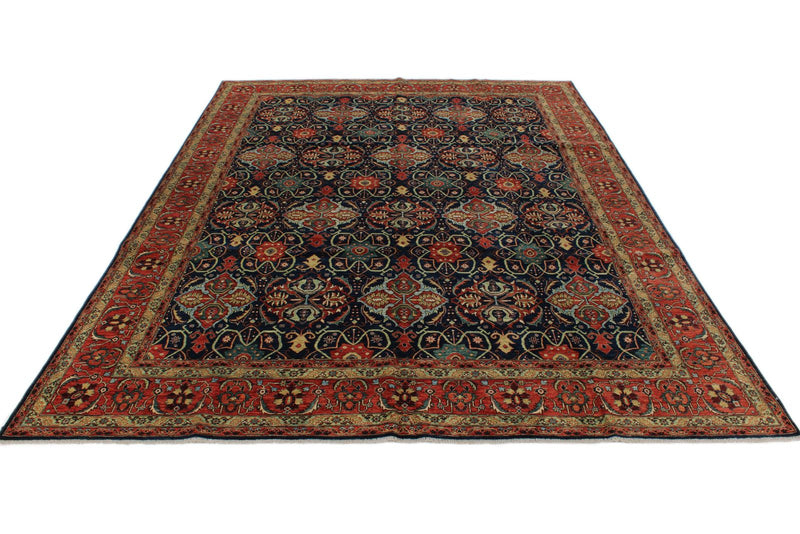 9x12 Navy and Red Anatolian Traditional Rug