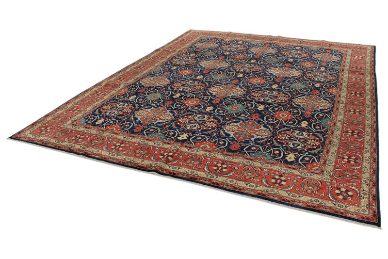 9x12 Navy and Red Anatolian Traditional Rug