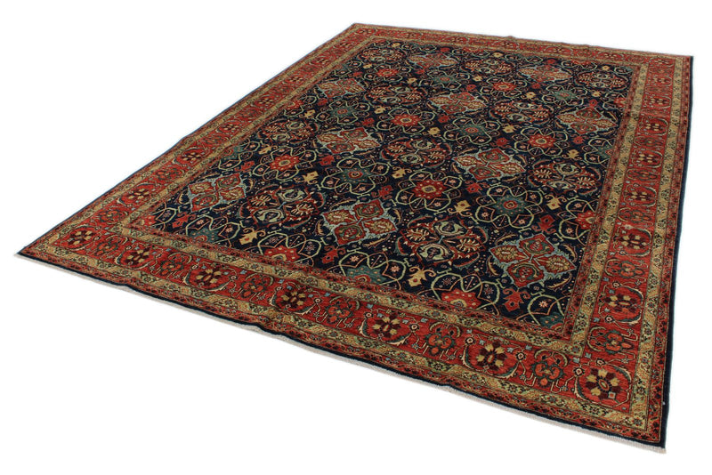 9x12 Navy and Red Anatolian Traditional Rug