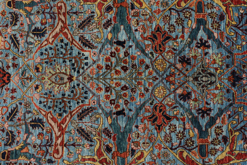 10x14 Light Blue and Blue Anatolian Traditional Rug