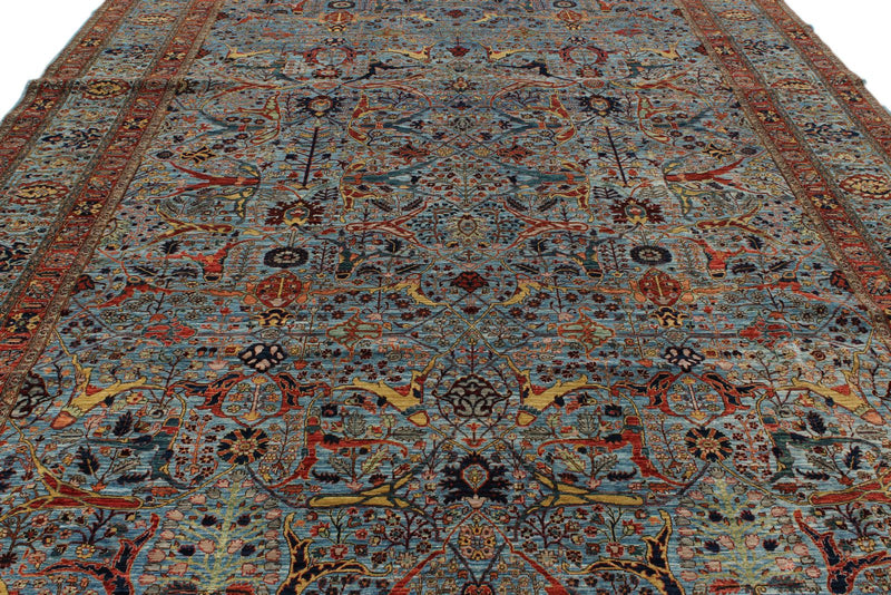 10x14 Light Blue and Blue Anatolian Traditional Rug