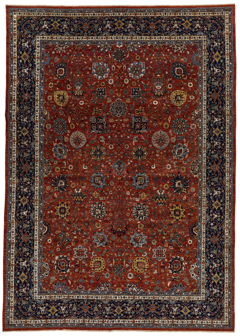 10x14 Red and Navy Anatolian Traditional Rug