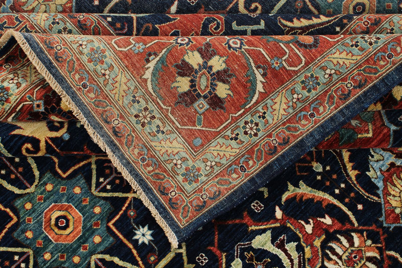 10x14 Navy and Red Anatolian Traditional Rug