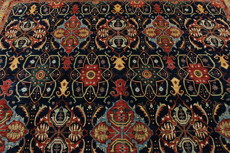 10x14 Navy and Red Anatolian Traditional Rug