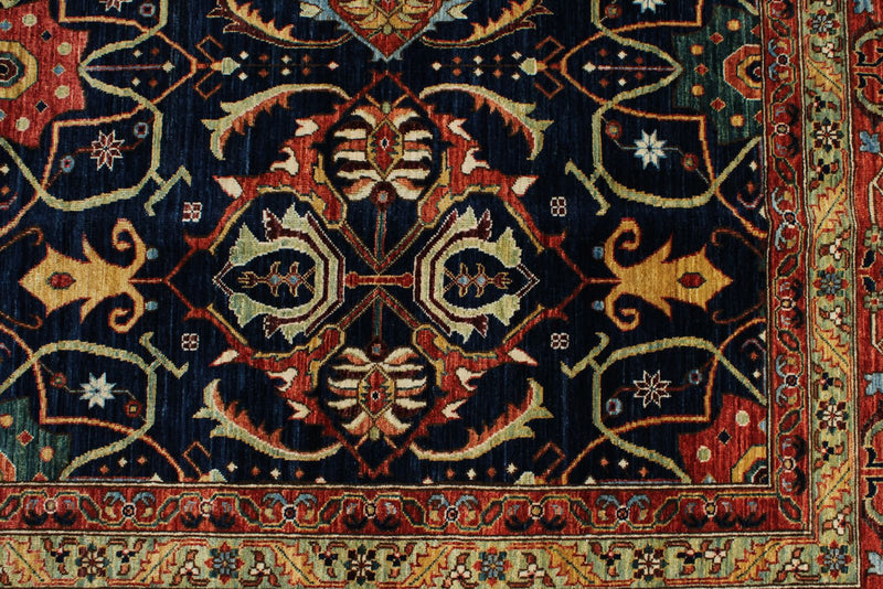 10x14 Navy and Red Anatolian Traditional Rug