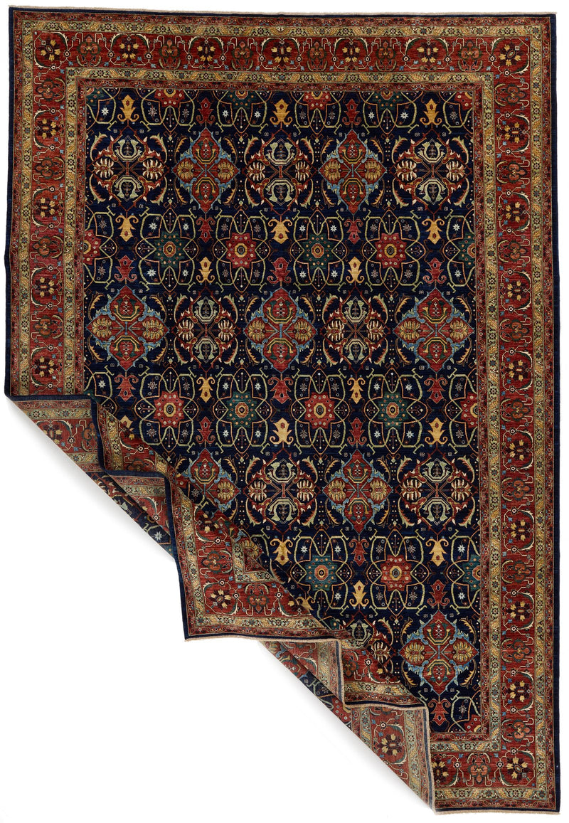 10x14 Navy and Red Anatolian Traditional Rug