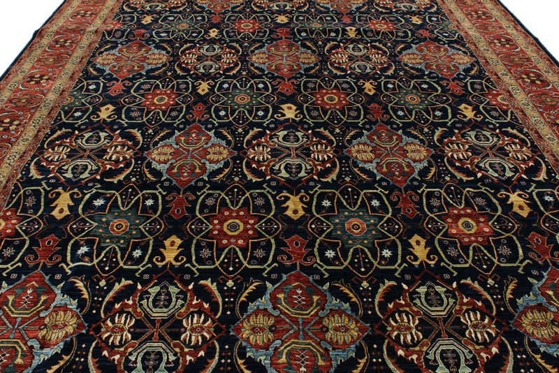 10x14 Navy and Red Anatolian Traditional Rug