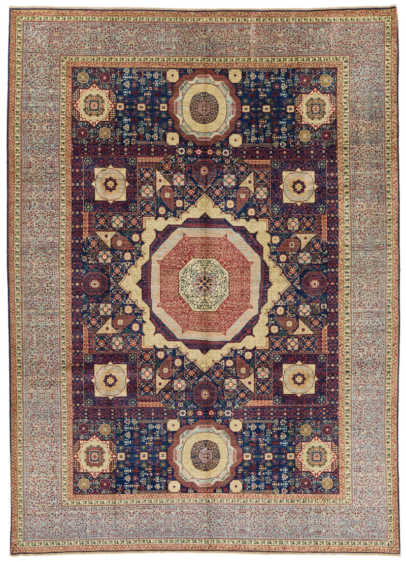 10x14 Navy and Light Blue Anatolian Traditional Rug