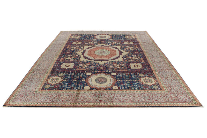 10x14 Navy and Light Blue Anatolian Traditional Rug