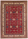 9x12 Red and Ivory Kazak Tribal Rug