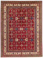 9x12 Red and Ivory Kazak Tribal Rug