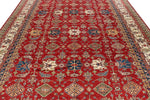 9x12 Red and Ivory Kazak Tribal Rug