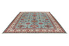 9x12 Light Blue and Ivory Kazak Tribal Rug