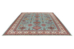 9x12 Light Blue and Ivory Kazak Tribal Rug