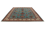 9x12 Light Blue and Ivory Kazak Tribal Rug