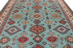 9x12 Light Blue and Ivory Kazak Tribal Rug