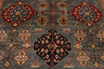 9x12 Gray and Ivory Kazak Tribal Rug