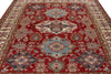 8x10 Red and Ivory Kazak Tribal Rug