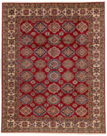 8x10 Red and Ivory Kazak Tribal Rug