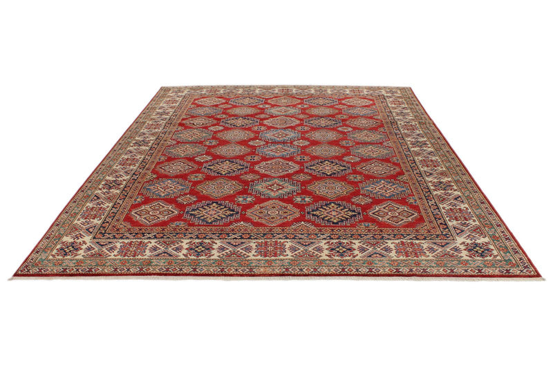8x10 Red and Ivory Kazak Tribal Rug